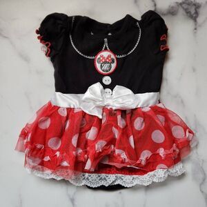 Minnie mouse Disney baby 6 month girl polka dot tutu bodysuit one piece puff sle